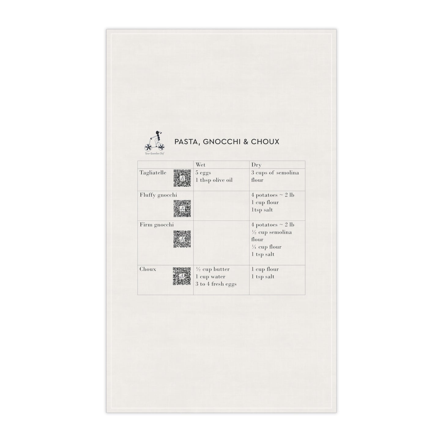 Kitchen Towel - Pasta - Gnocchi - Choux (cups/ounces)
