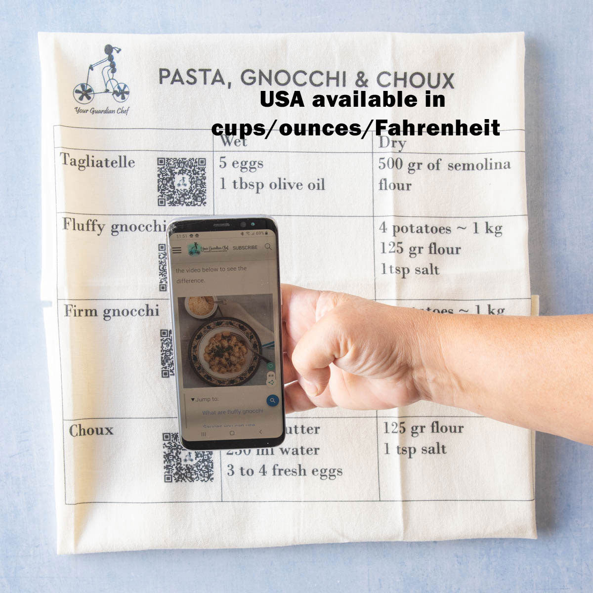 Kitchen Towel - Pasta - Gnocchi - Choux (cups/ounces)